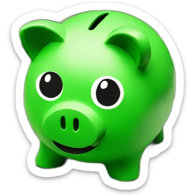 green piggybank sitting on money  sticker