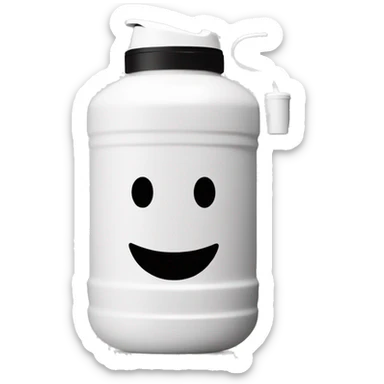 white 40 oz water container with handle and straw sticker