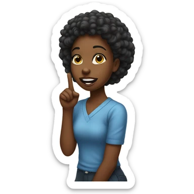 a black girl with index finger over lips saying shhh  sticker