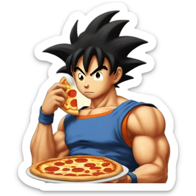 goku eating pizza sticker