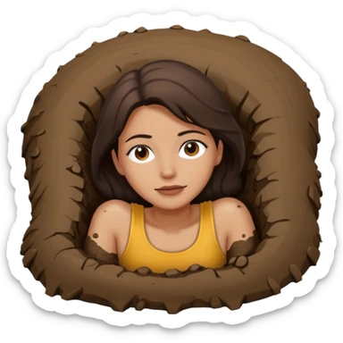 mujer tirada en el lodo  boca abajo sticker