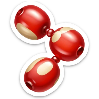 a pair of magatama (comma-shaped jewel beads) on top of one another in red and beige isometric view sticker