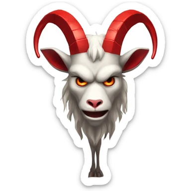 Evil Goatman male Devil sinister with red tipped horns standing with goat hind legs on pyramidal pillar  aura of darkness he is commanding sticker