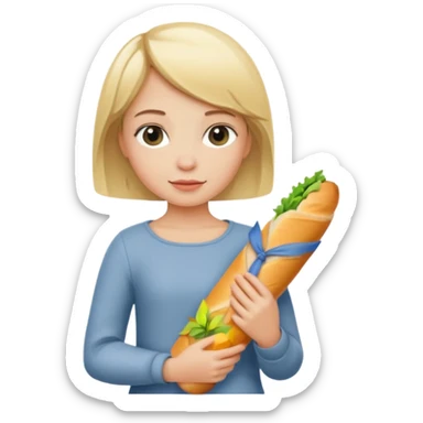 blond girl with short hair and a baguette under her arm sticker