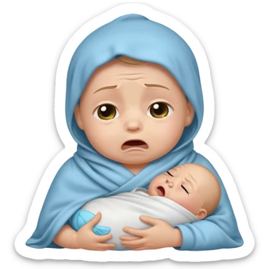 a baby swaddled crying sticker