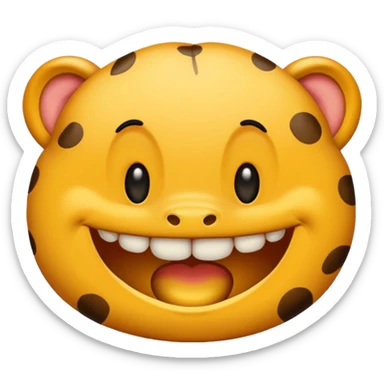 Emoji padrão de cor preto com aparelho dentário bragets com os dentes a mostra bem amarelo sticker