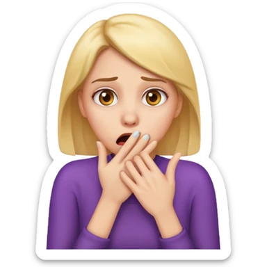 scared woman with her hand on mouth, emoji style, more details sticker