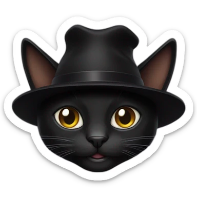 black cat whit black hat sticker