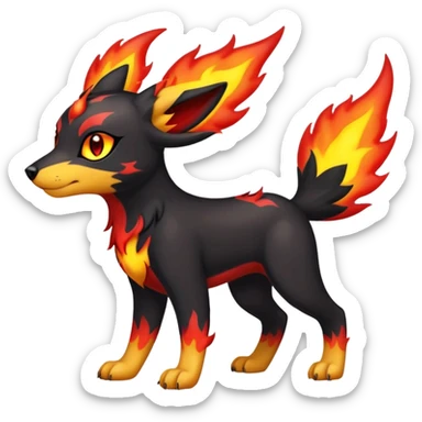 Cute Shiny Houndour-Quilava-Litten-Umbreon-Fakémon-hybrid-creature (full body)  sticker