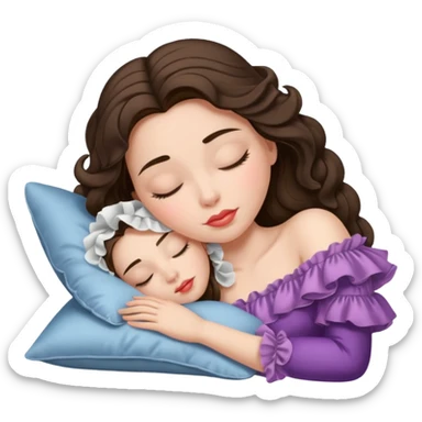 sleeping beauty brunette white girl with a silk pillow sticker