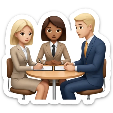 3 people business meeting circular crop sticker