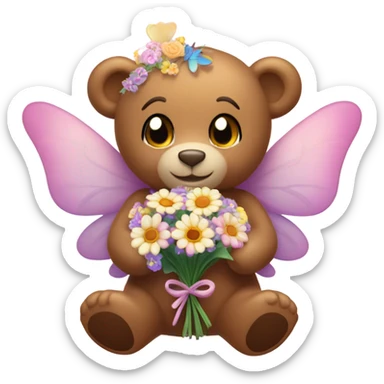 Teddy bear valentines fairy love  sticker