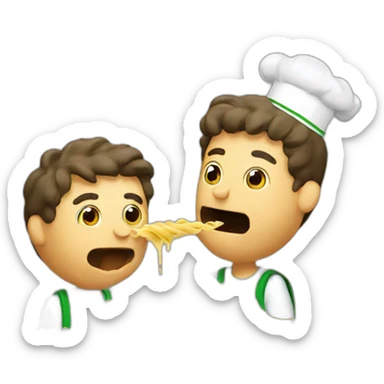pasta muncher (italian dude eating an italian dude smoking sticker