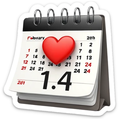 14 de febrero  seleccionado en calendario sticker