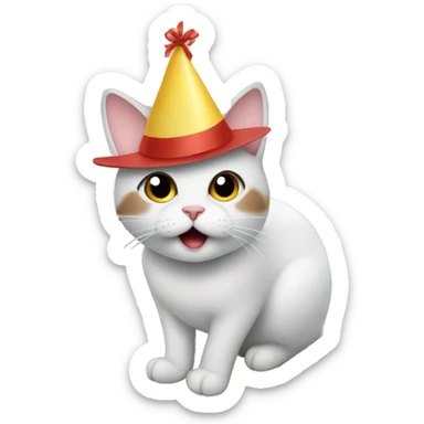 cat wearing a birthday hat on a boat sticker