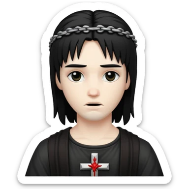 jesus-body-on-the-cross, black hair, punk hair sticker