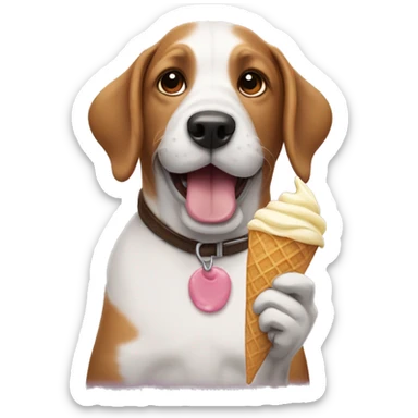 dog eating icecream sticker