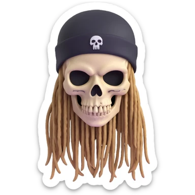 skull with dreadlocks wearing a ski mask sticker