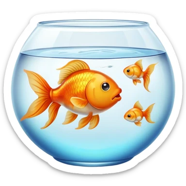 Fish bowl with a face sticker