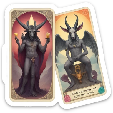 Baphomet and the lovers card sticker