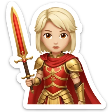 Ember Baroness + gold-red cuirass + twin blades. negative : characters sticker