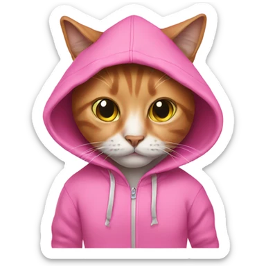 Cat wearing pink hoodie sticker
