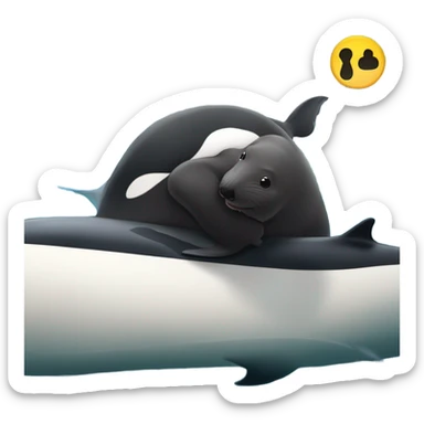 Groundhog riding orca sticker