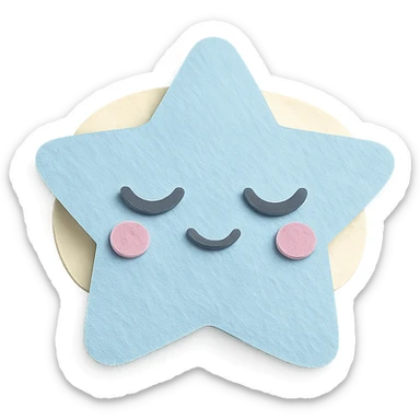 kawaii blue star character with closed eyes and soft glow, no arms, no legs, full body, soft pastel colors sticker