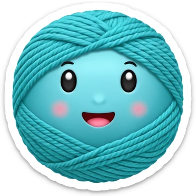 emoji de novelo de crochê na cor ciano sticker