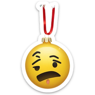 Hot face emoji on a bauble sticker