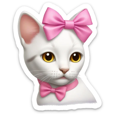 cat with pink bow on left side of head sticker