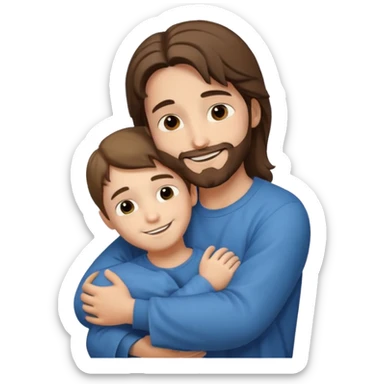 Niño abrazando a Jesús original sticker