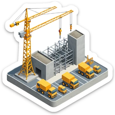 isometric construction site of cathay airport sticker
