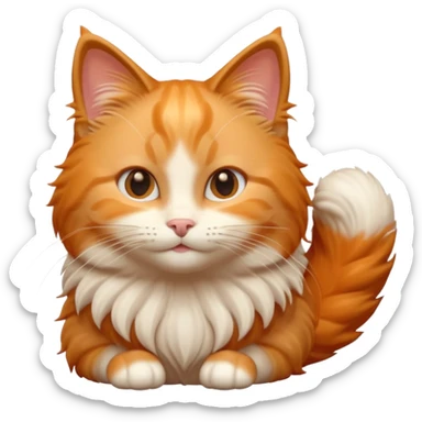 A 3D cartoon orange-ginger Ragdoll cat with gentle smile, fluffy tail, soft rim lighting, dreamy Memoji-style tone. sticker