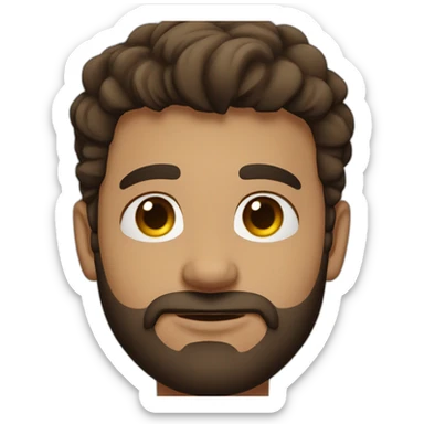 man face, with brown beard, brown eyes, a septum piercing in the nose, brown straight short hair, clear skin sticker