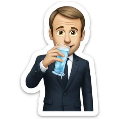 Emmanuel Macron drinking a glass of water sticker