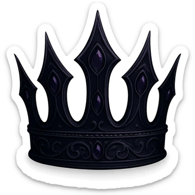Change the gothic black crown to use spiked arches in deep purple, with dark purple gems and a shadowy, regal look. Keep the background transparent. The style should maintain the gothic and elegant look of the original image. sticker