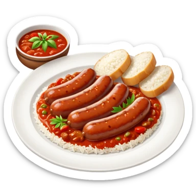 emoji of Rougail saucisse meal. Typical Reunion island meal sticker