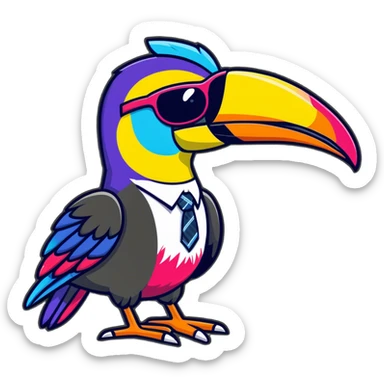 Tie-dye toucan with sunglasses sticker