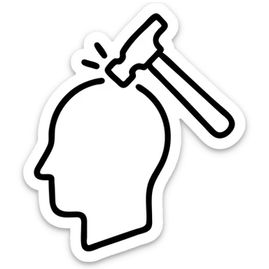 head with a hammer hitting it outlined icon sticker