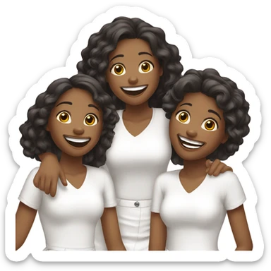 Three girl friends having fun cute WHITE sticker