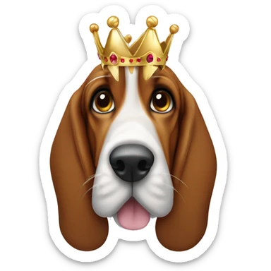 Basset hound with crown sticker