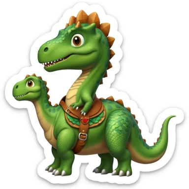 Dinosaur in saddle, portrait sticker
