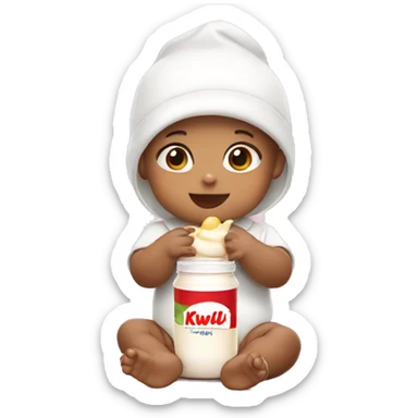 baby with yakult sticker