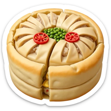 siu mai (a type of dim sum, just 1 cube of white color fish patty wrapped by yellow dough, leaving only the top part unwrapped, shape looks like short cylinder shape) sticker
