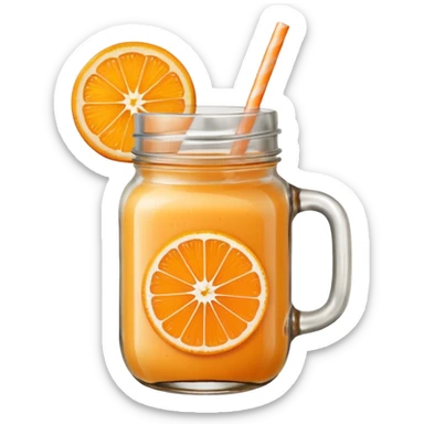 orange smoothie emoji mason jar filled with orange smoothie, orange slice garnish, fresh and vibrant sticker