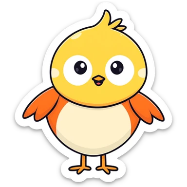 playful cartoon character, bright colors, big expressive eyes sticker