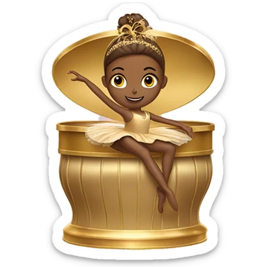  brown ballerina in a gold music box sticker