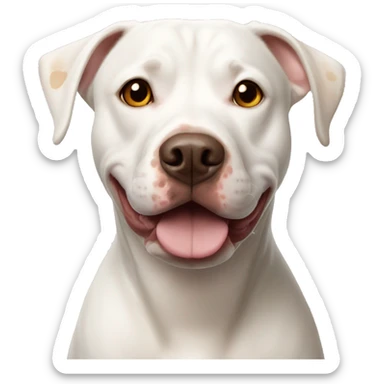 White pitbull lab mix with brown spot on his right eye  sticker