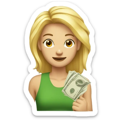 Rubia con dinero sticker
